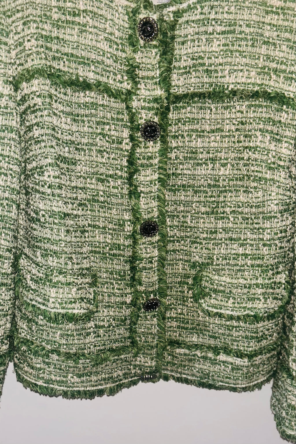 Veste Chanel Vintage en Tweed Vert – Karl Lagerfeld – Circa 1991