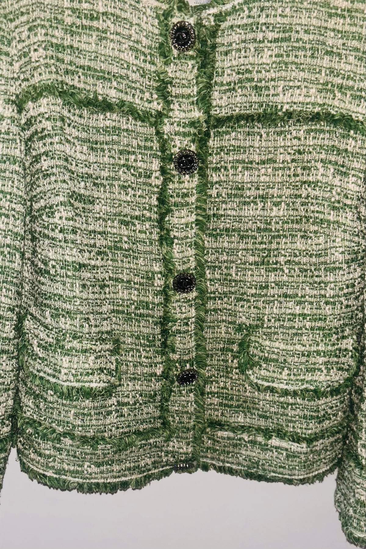 Veste Chanel Vintage en Tweed Vert – Karl Lagerfeld – Circa 1991