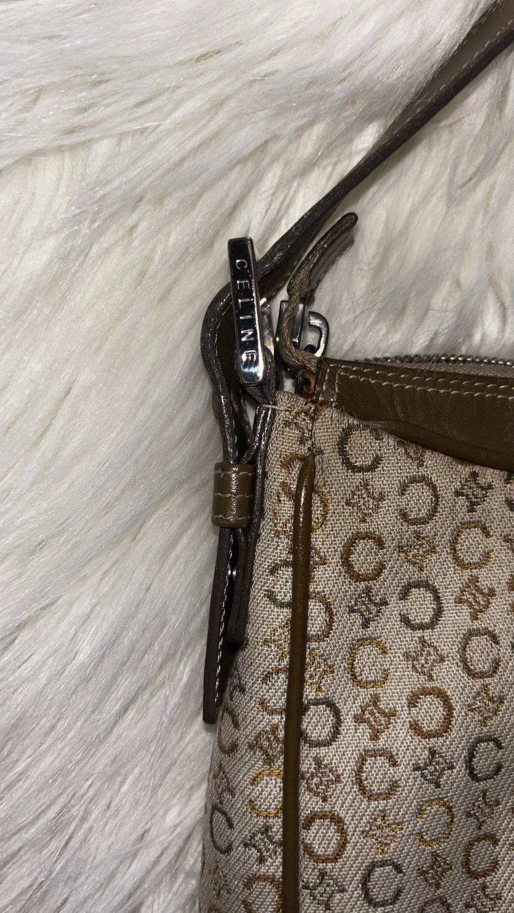 Sac porté épaule Céline Macadam Vintage en toile et cuir