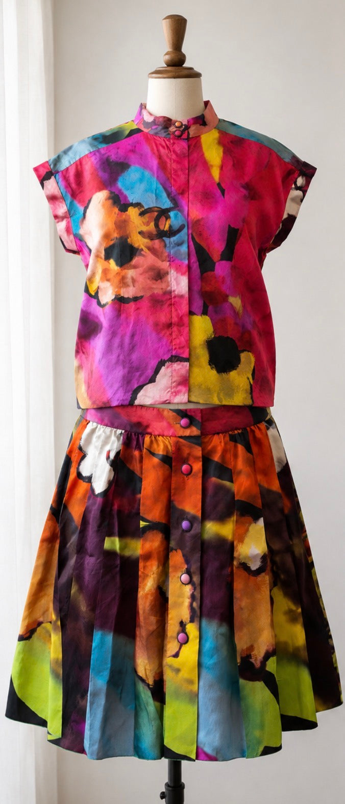 CHANEL – Ensemble haut & jupe en soie imprimée – Printemps-Été 2015 – Runway
