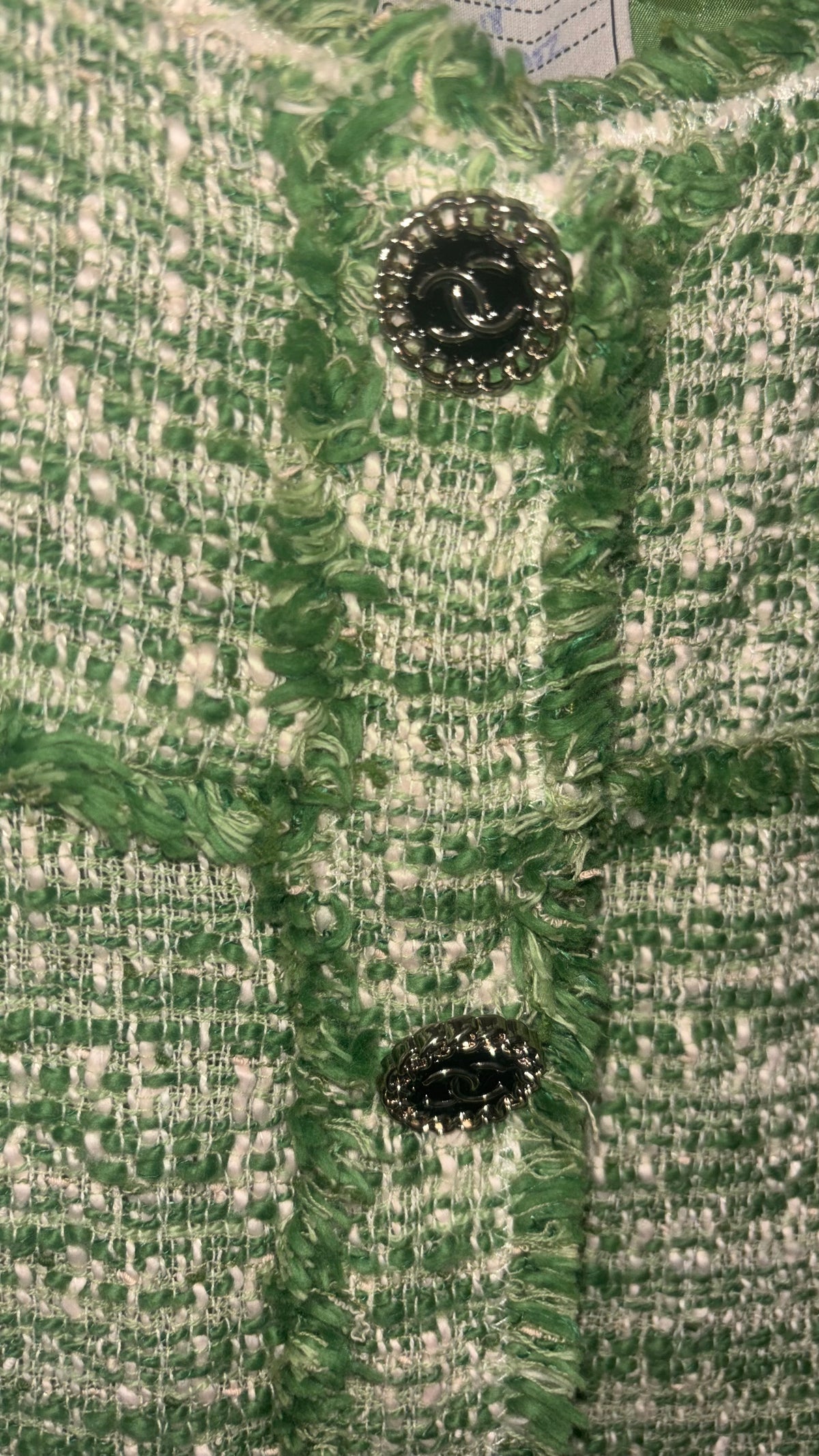 Veste Chanel Vintage en Tweed Vert – Karl Lagerfeld – Circa 1991