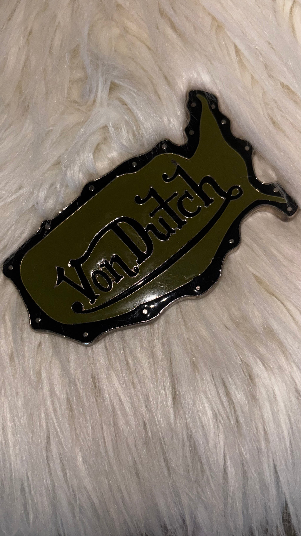 Boucle de ceinture Von Dutch Vintage Y2K – Poisson émaillé – Rare