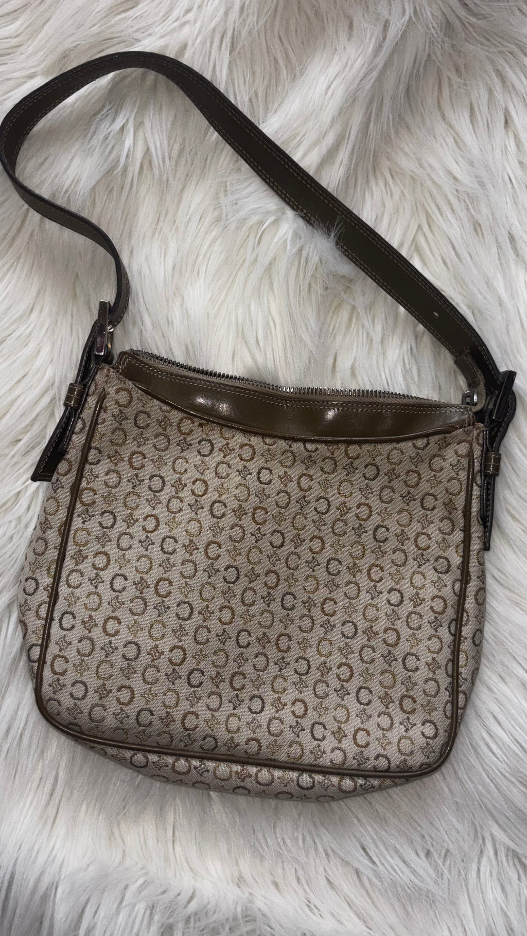 Sac porté épaule Céline Macadam Vintage en toile et cuir