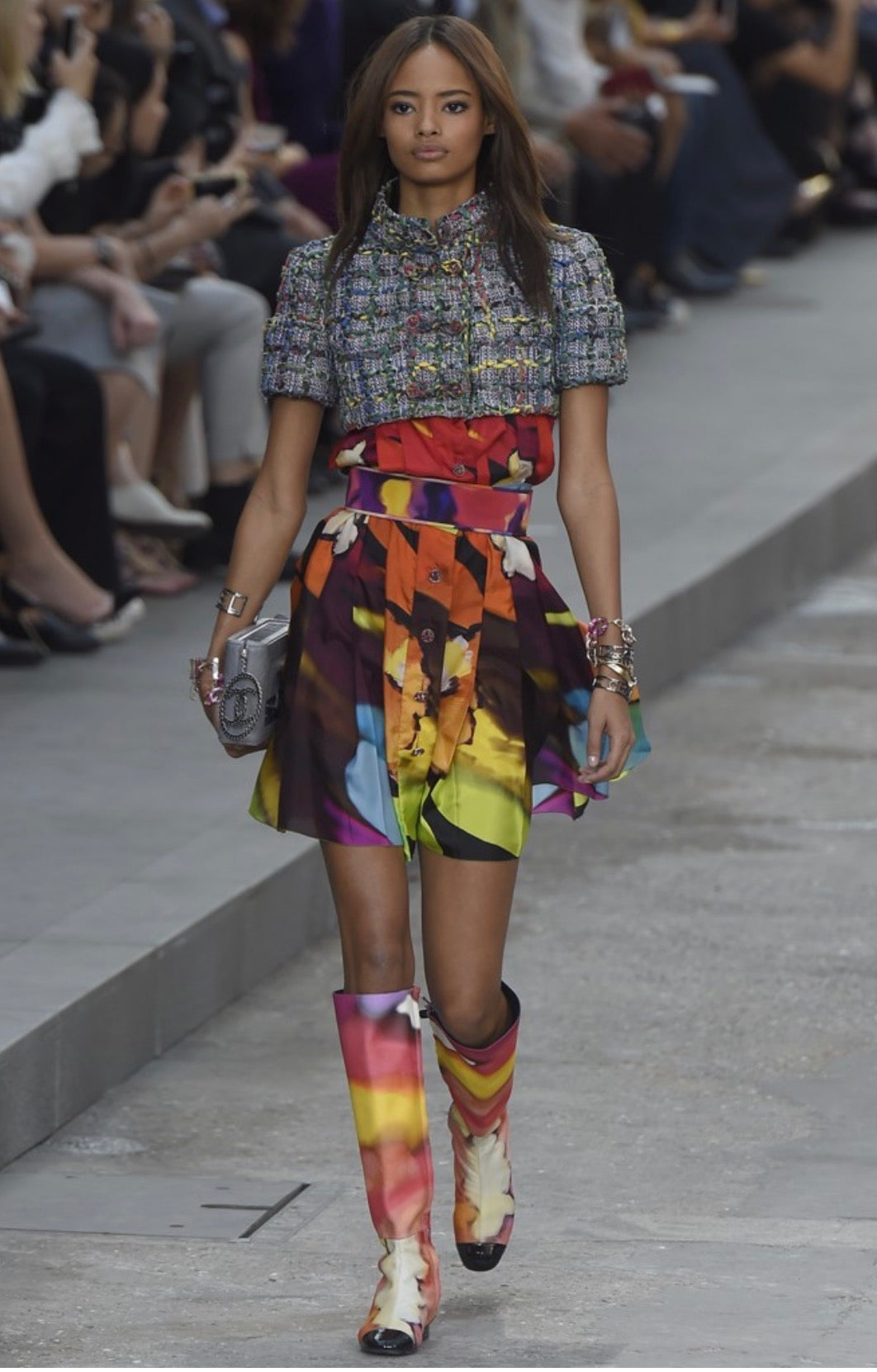 CHANEL – Ensemble haut & jupe en soie imprimée – Printemps-Été 2015 – Runway