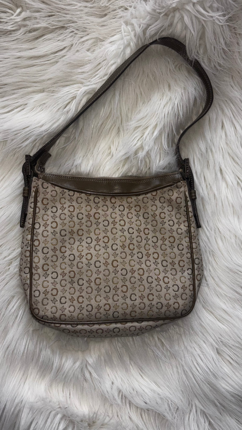 Sac porté épaule Céline Macadam Vintage en toile et cuir
